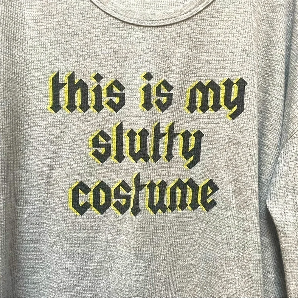 Wildfox Gray This Is My Slutty Costume Termal Tunic Long Sleeve Oversized Small - Picture 4 of 8